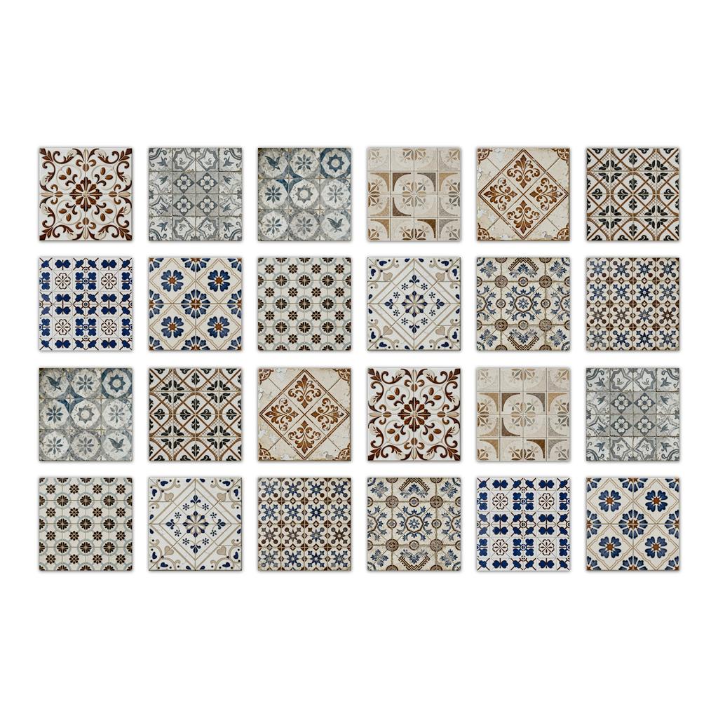 24pcs Mandala Wall Stickers Kitchen Self-Adhesive Waterproof Tile Stickers Bathroom Decor Moroccan Pvc Decal