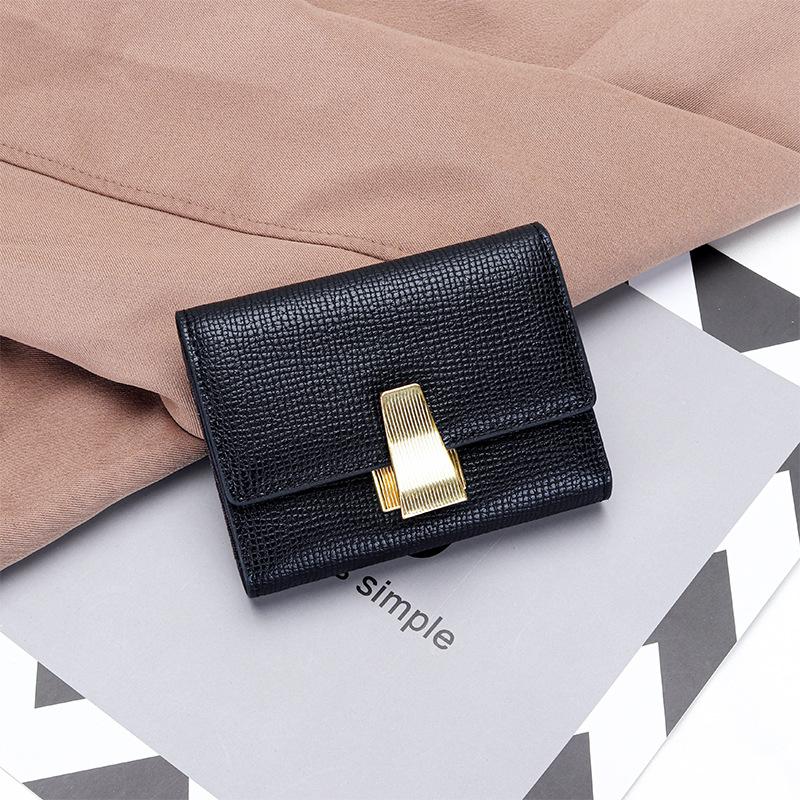 2024 New Lock Card Holder Genuine Leather Women Card Bags Textured First Layer of Cowhide Coin Purse Credit ID Cards Organizer