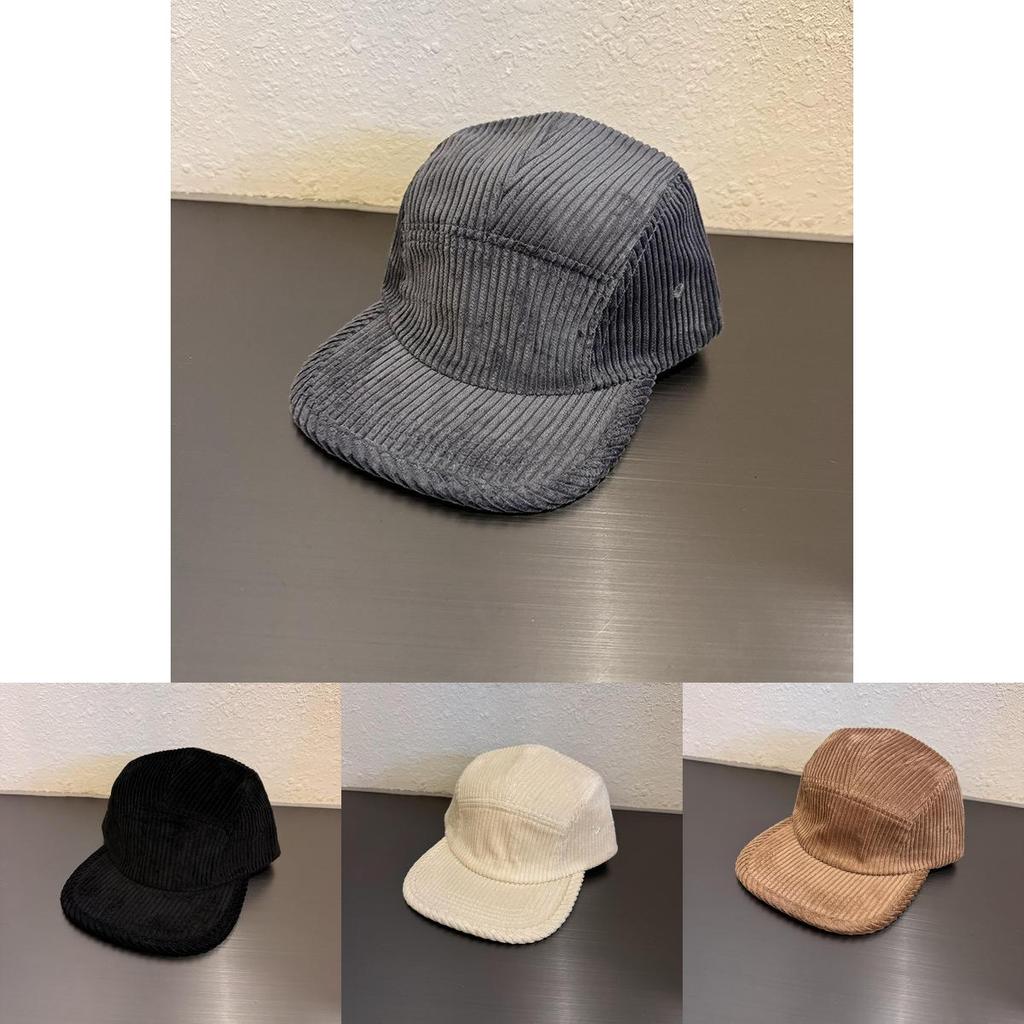 Einfache einfarbige neutrale Kordmütze mit neutralem flachem Schirm für Herbst-Winter-Mode