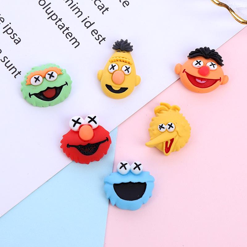 DIY Sesame Street Clown Doll Resin Accessories - Creative Hair Clip, Cream Glue, and Phone Case Materials