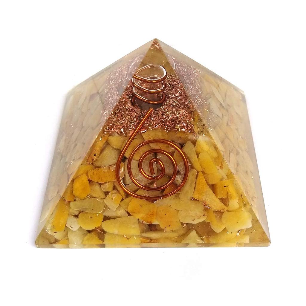 Reiki Crystal Products Golden Quartz Stone Orgone Pyramid Orgonite Pyramid Crystal Pyramid Stone Pyramid for Reiki Healing and Crystal Healing St
