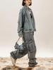 Women's Retro Washed Frayed Denim Jacket - Loose Fit Casual Outerwear