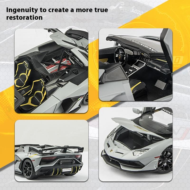 1/24 Scale Lamborghini SVJ63 Racing Car Simulation Alloy Car Model Sound and Light - Suitable for Children's Toys and Collections