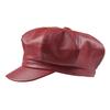 Women Vintage Faux Leather Solid Color Outdoor Beret Painter Flat Hat Peaked
