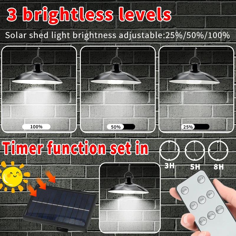 Single/Double Head Solar Pendant Light Led Solar Powered Lamp White Lights With Remote Control Chandelier Camping Outdoor Garden