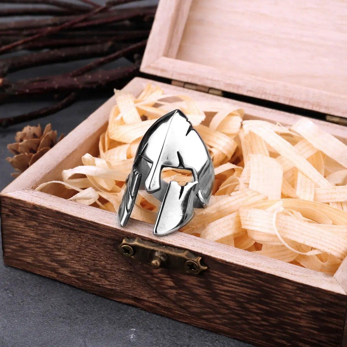 

Нержавеющая сталь Спартанский солдатский шлем кольцо мужское древнее властное байкерское классическое мужество ретро высокий тренд вечерние ювелирные изделия подарок 9