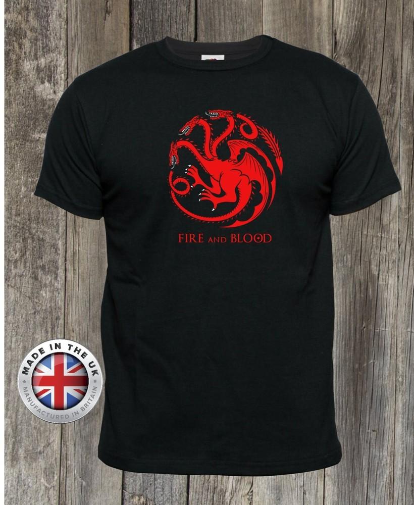 

Game Of Thrones t shirt Targaryen Dragon Fire and Blood black printed t-shirt 3XL