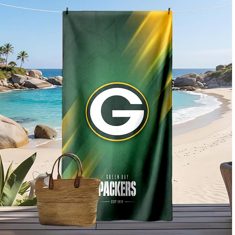 Asciugamano da Spiaggia Stampa Green Bay Packers Morbido Portatile Asciugatura Rapida?Asciugamano Asciutto Per Piscina Vacanza Estiva Sport all'Aperto
