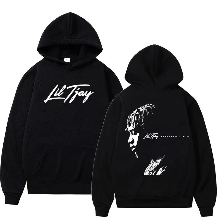 Rapper Lil Tjay Grafik Hoodie Destined 2 Win Musikalbum Pullover Sweatshirt Herren Damen Hip Hop Mode Mit Kapuze Gothic Streetwear