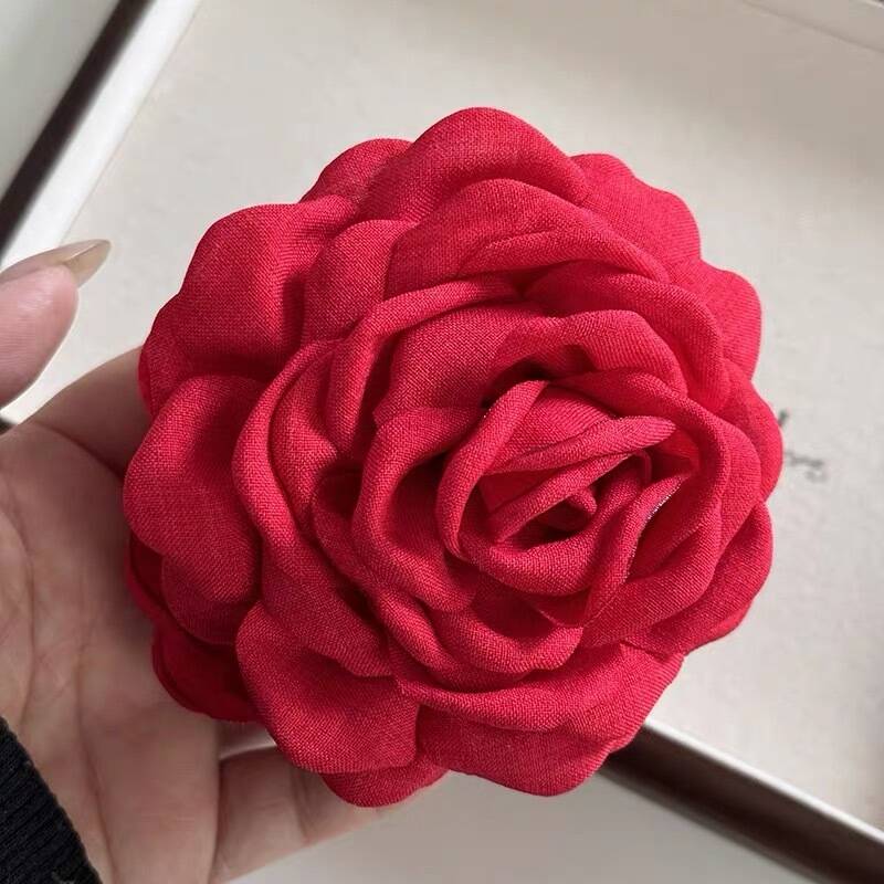 Korean Fabric Rose Flower Hair Claw Clip Women Girls Fashion Barrettes Plastic Hair Grab Clamp Headwear Hair Accessories