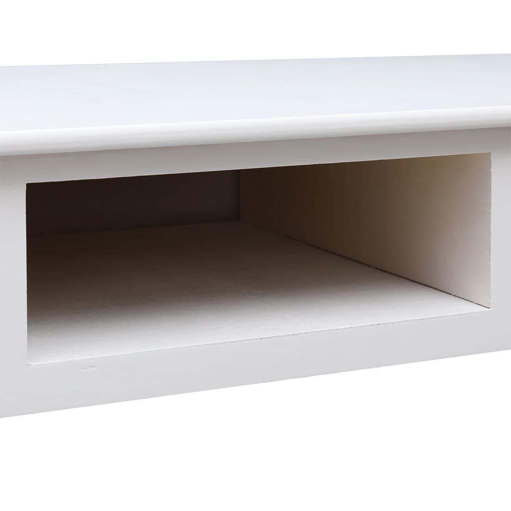 Vidaxl Biurko, Białe, 108X45X76 Cm, Lite Drewno Paulowni
