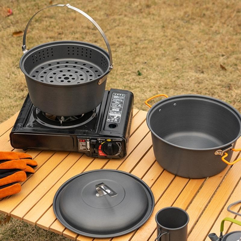 Lightweight 4.5L Outdoor Cooking Pots Cookware for Hiking Picnics Aluminum Hanging Pots 2-4 Person Camping Pots with Lid