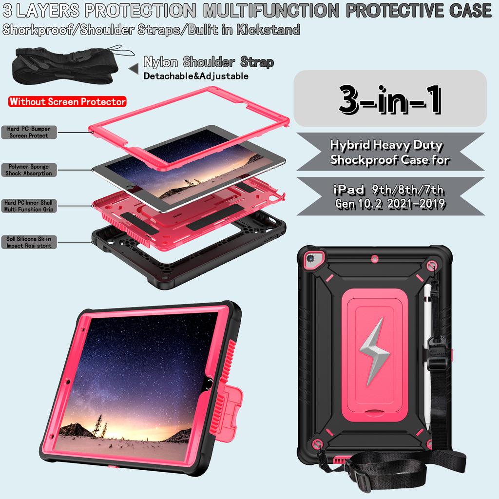 Heavy Duty Stand Case for IPad A16 2025 11th 10.9 2022 10th 10.2 7th 8th 9th Gen Air 1 2 Pro 9.7 2017 2018 3-in-1 Hybrid Cover