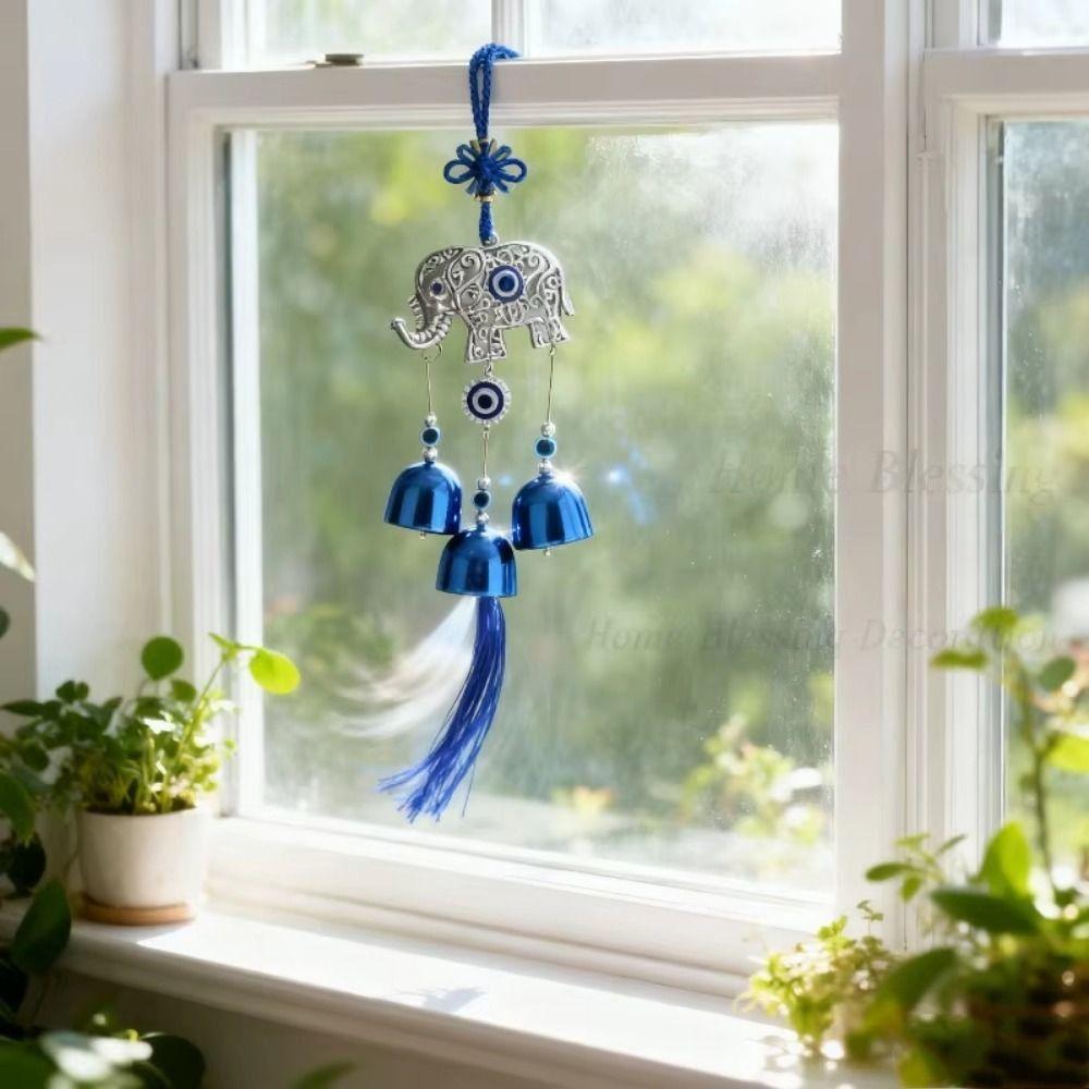 Bells Hanging Wind Chime Glass Wind Music Bell Bohemian Ethnic Blue Eyes Wind Chime Hanging Decor
