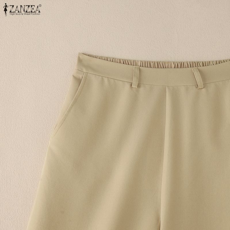 ZANZEA Women Casual Elastic Waist Loose Wide Leg Pants