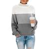 2025 Cross-border Women's Thick Knit Color Block High Neck Sweater Pullover