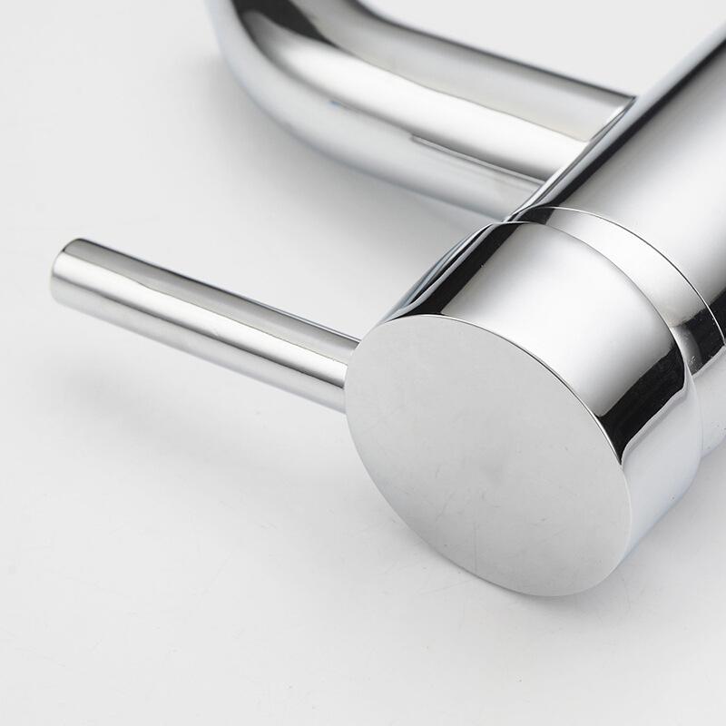 Silver Stainless Steel Hot and Cold Faucet, Basin, Bathroom, Kitchen Faucet, Ceramic Inner Core