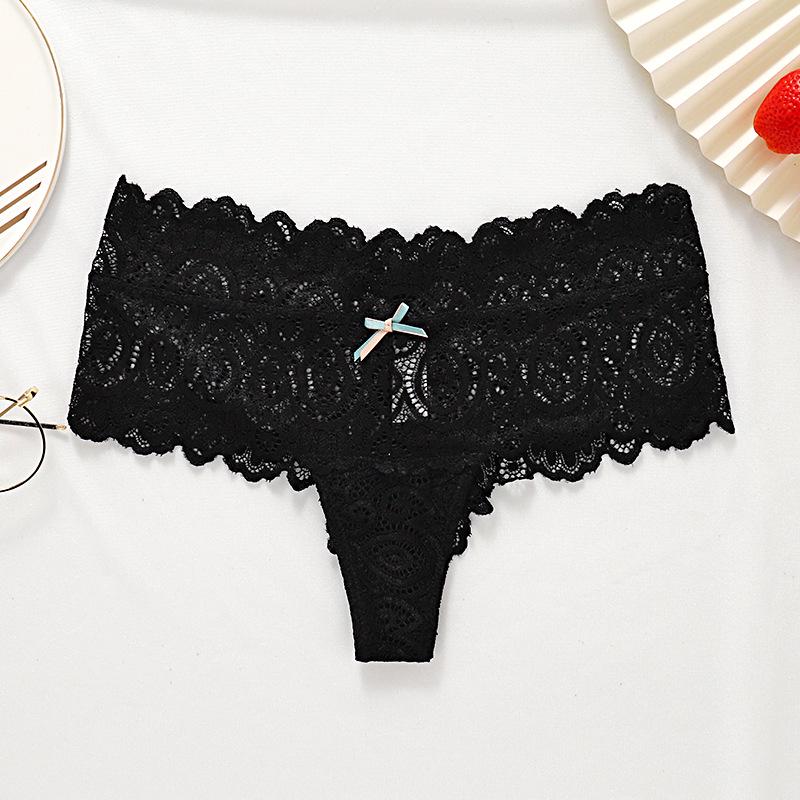 Women's Mid-Waist Sexy Thongs: Lace Trim Triangle Briefs & Boxer Shorts, Plus Size Available