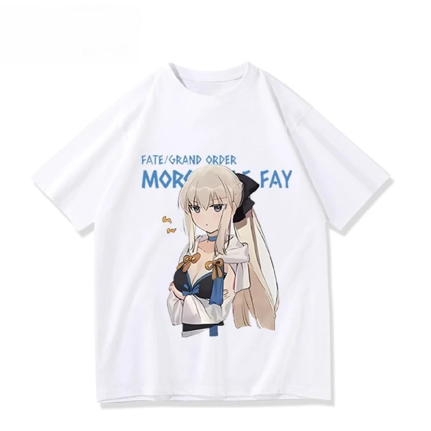 

Anime Fgo Morgan Lefee Fate Peripheral Saber Short Sleeve T-shirt Men and Women Casual Sports Tops Student Clothes Summer XXXXXL білий