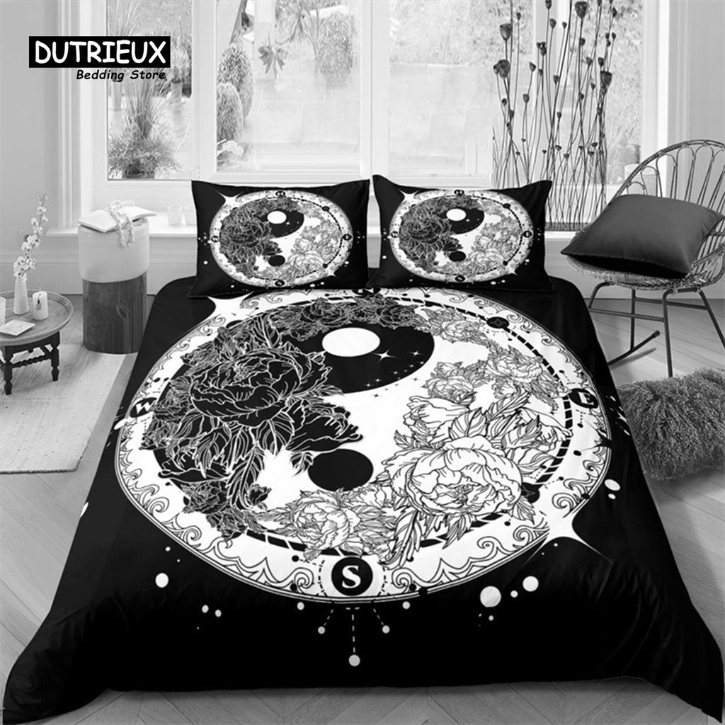 Gossip Duvet Cover King Boho Trippy Psychedelic Art Quilt Cover Microfiber Traditional Ying Yang Theme Bedding Set For Girl Boys