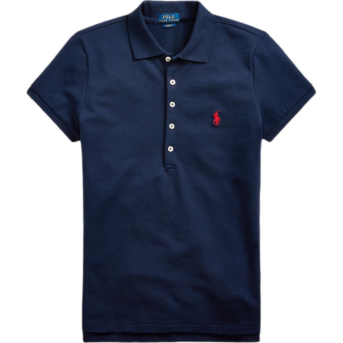 

Polo Ralph Lauren Однотонная вышитая логотипом рубашка-поло с коротким рукавом и воротником-поло Женский топ Темно-синий WMPOKNINCU20374-410 S