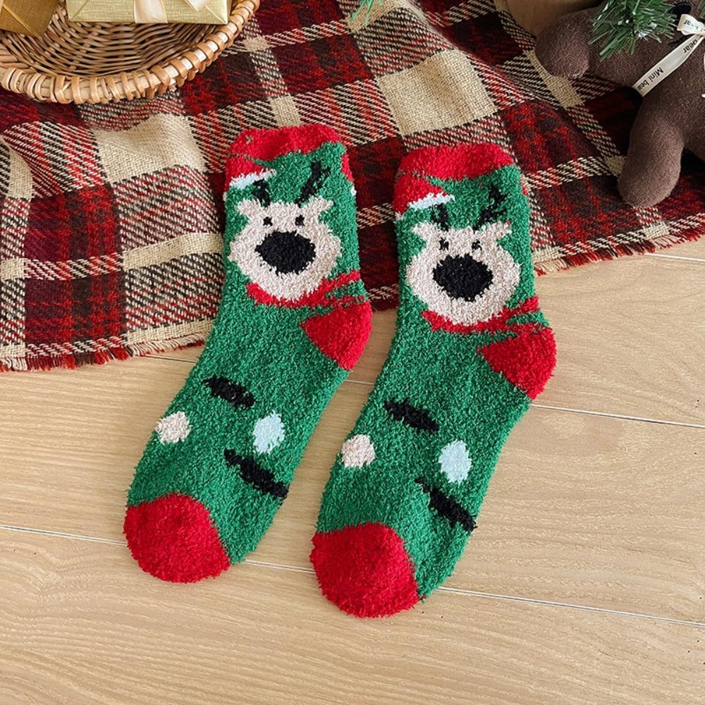 Cartoon Christmas Socks Santa Claus Women Hosiery Cute Floor Sleep Socks  Ladies