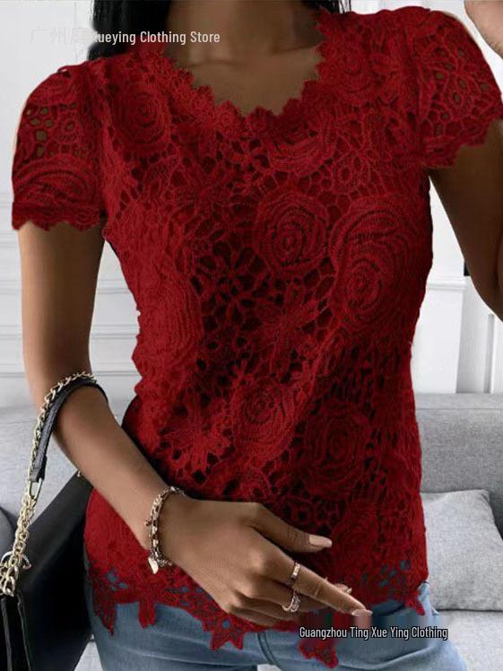 Summer New Arrivals: Women's European & American Lace Short-Sleeved Top