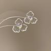 Silver needle French retro flower pearl fringed earrings personality sweet temperament stud earrings women
