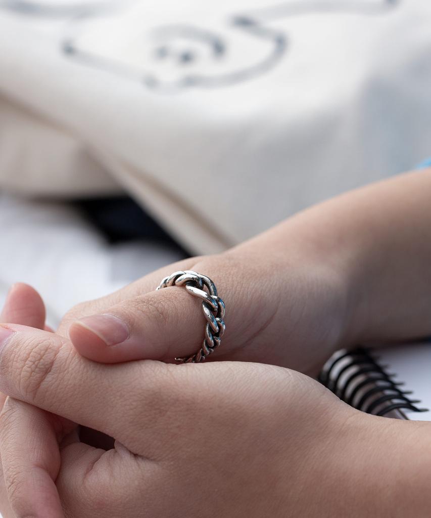 Shoveoff Silver 925 Friendship Couple Daily Chain Ring Silver Ring Svr-S616