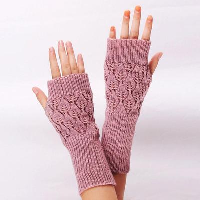 Korean Style Wool Blend Long Half-Finger Gloves - Women's Fingerless Acrylic Knit (Europe/USA)