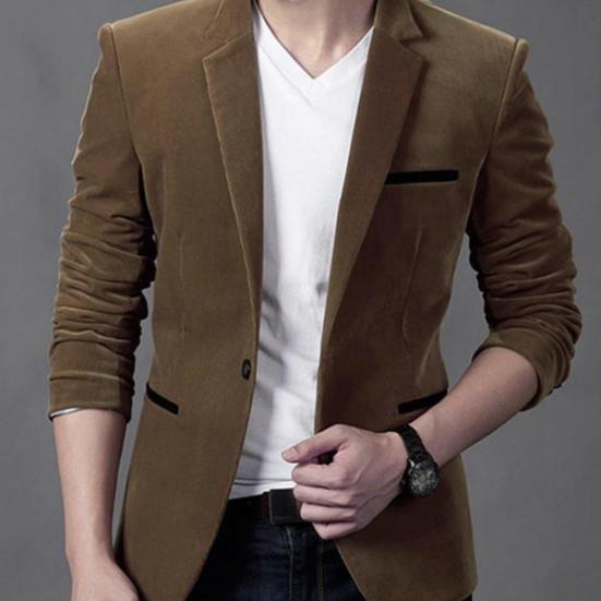 Suits Jacket Skin-friendly Long Sleeve Corduroy Men Fashion Casual Business Blazer for Autumn