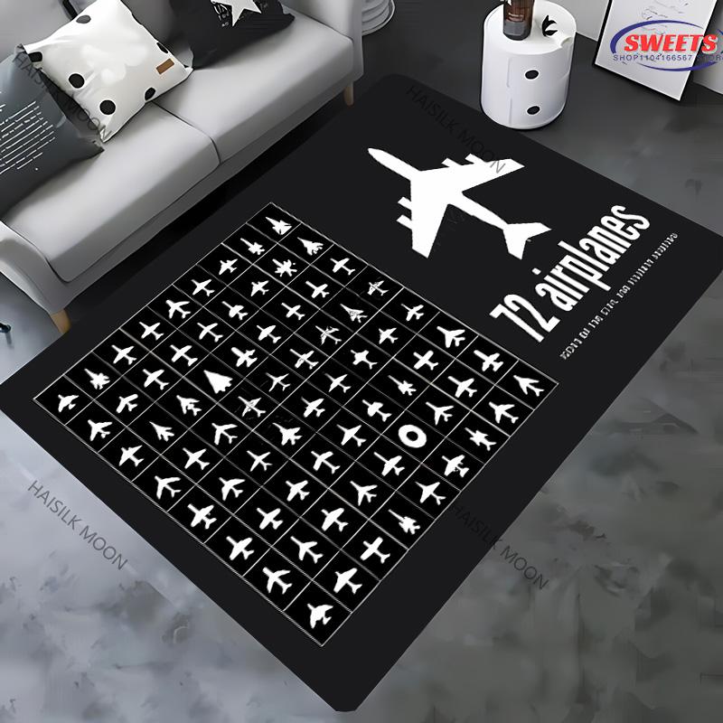 Aircraft Theme Airstrip Airport Carpet New Release! Rug for Living Rooms Bedrooms, Office Areas, Durable Machines Washable Mats