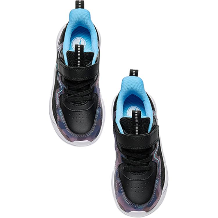 Anta Kids Synthetic Leather Fashion Versatile Non-Slip Low-Top Running Shoes Kids Sneakers Black Blue A12449970N-3