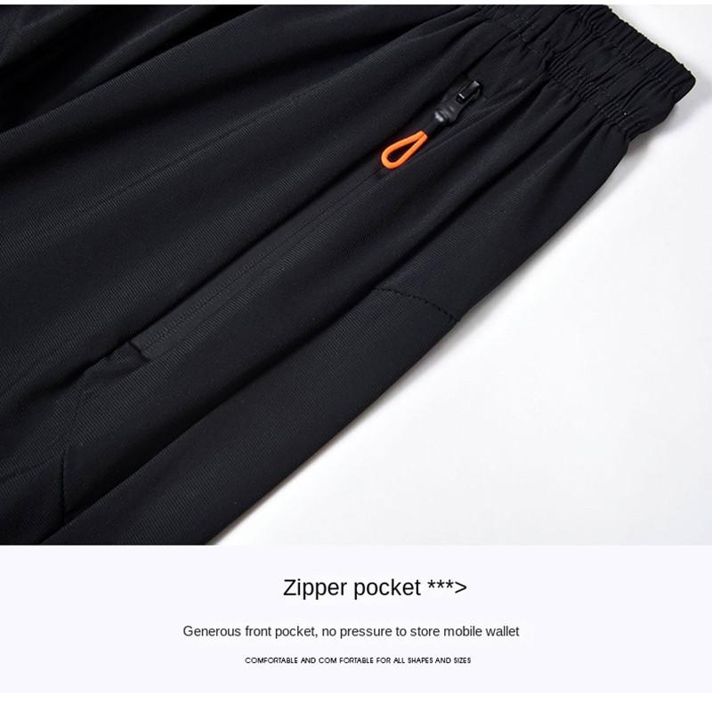 Summer Cool Ice Silk Men's Large Size Shorts Straight 7-point Pants Thin Quick-dry Sports Baggy 7-point Pants 5-point Pants