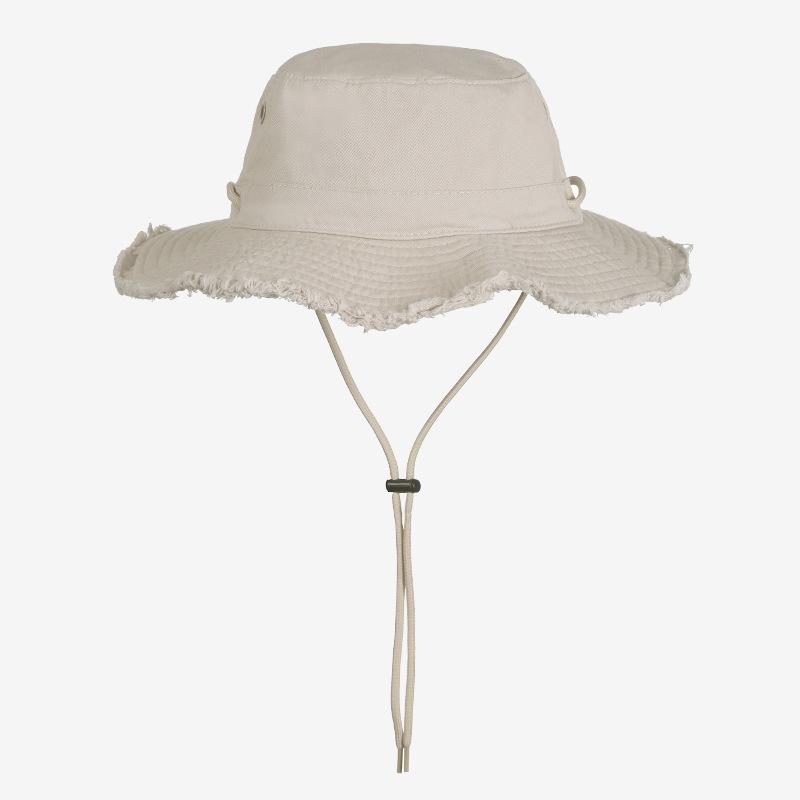 Broken edge bucket hat foldable bag hat retro versatile sunshade breathable fashion bucket hat washbasin hat