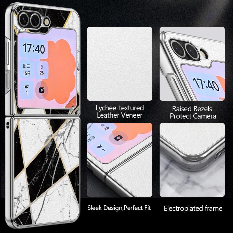 Watercolor Marble Case For Samsung Z Fold 8 Ultra 7 6 5 Luxury Plating Leather Skin Hard Phone Cover For Galaxy Z Fold8 Fold7 Fold6