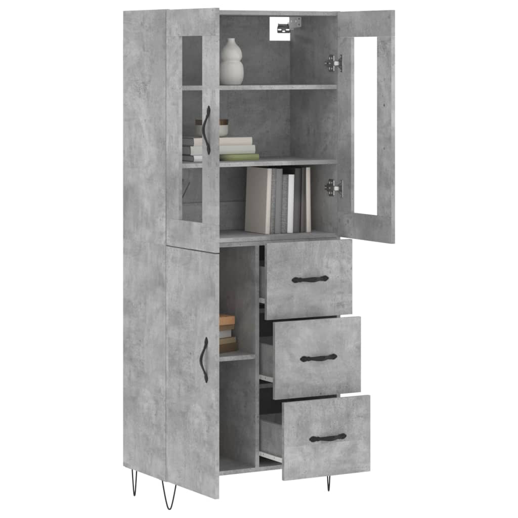 Highboard Concrete Grey 69.5 x 34 x 180 cm Engineered Wood