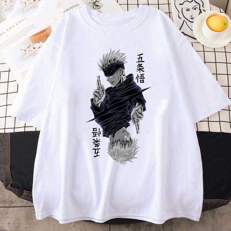 

Аниме Магическая битва Сатору Годжо Принт Детская футболка с круглым вырезом и коротким рукавом Детская футболка с коротким рукавом Летний топ для мальчиков Подростковая футболка XS