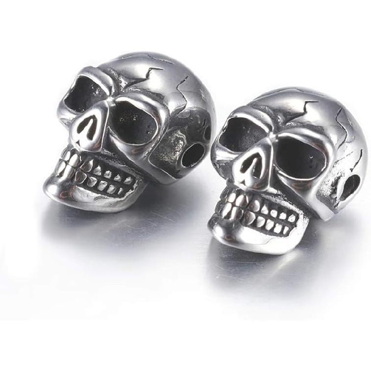 

Pandahall 10Pcs Stainless Steel Skull Head Spacer Beads 14x9.5x9mm Halloween Skeleton Loose Beads Antique Silver Skull Beads for Necklace Bracelet Antique Silver-14x9.5x9mm