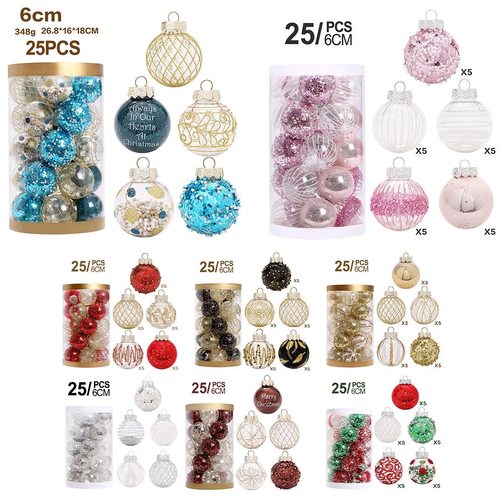25PCS Christmas Glitter Ball Ornaments Tree Decorations for Holiday Wedding