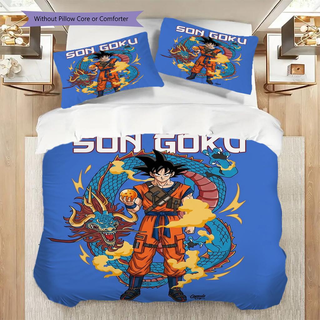 Комплект пододеяльника и наволочек с рисунком Dragon Ball, повседневное постельное белье для спальни - kwq327