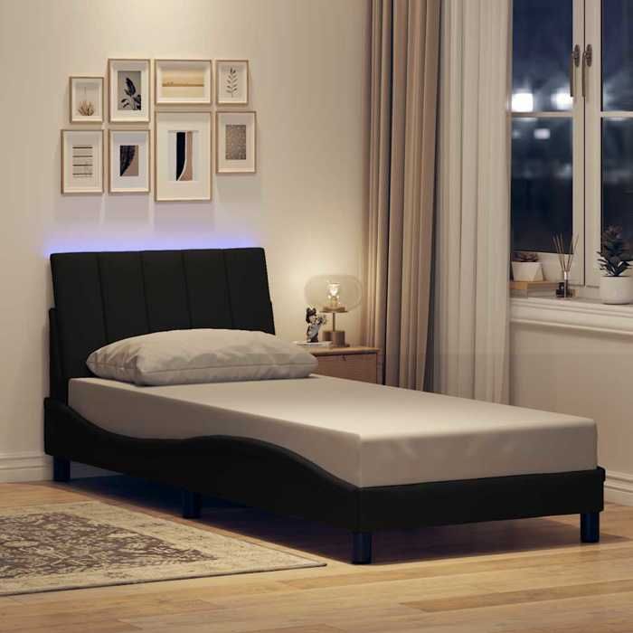 VidaXL Cadre de lit sans matelas noir 90x200 cm tissu, lit, sommier, lit en tissu, meuble de chambre à coucher, lit simple, 3310435