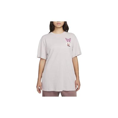 Sportswear Letter Print Round Neck Casual Vintage Short Sleeve T-Shirt Women Tops Grey Purple FQ8874-019