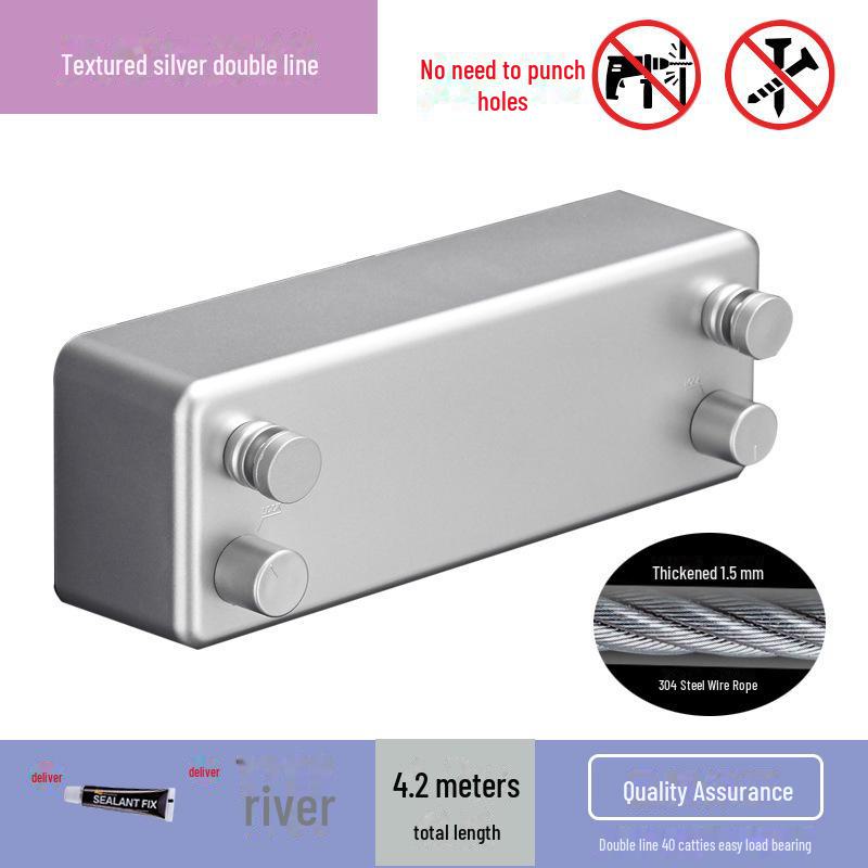 

«Настенная двойная веревка для сушки белья из нержавеющей стали для балкона или ванной комнаты отеля»