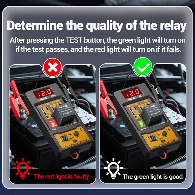 Rt01 Universal Car Relay Tester Voltage Tester 11-25V Ar Battery Automotive Led Indicator Light Relay Diagnostic Checker