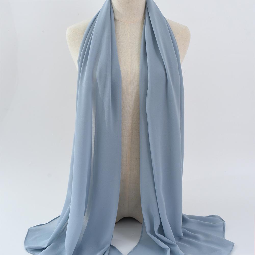 Damen einfarbiger Perlen-Chiffon-Bubbleschal, langer Seiden-Kopfschal, 70x180cm, nahöstlicher Stil