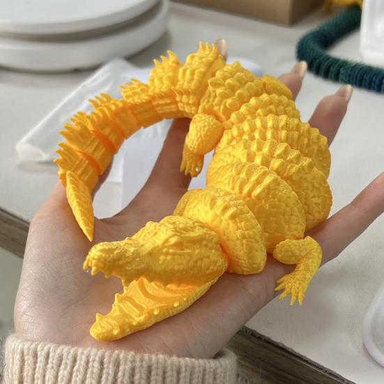 3D Printed Crocodile Toy Articulated Crocodile Ornament Crocodile Action Figure Fidget Toy Gift for Adults Home Office Desk Decor