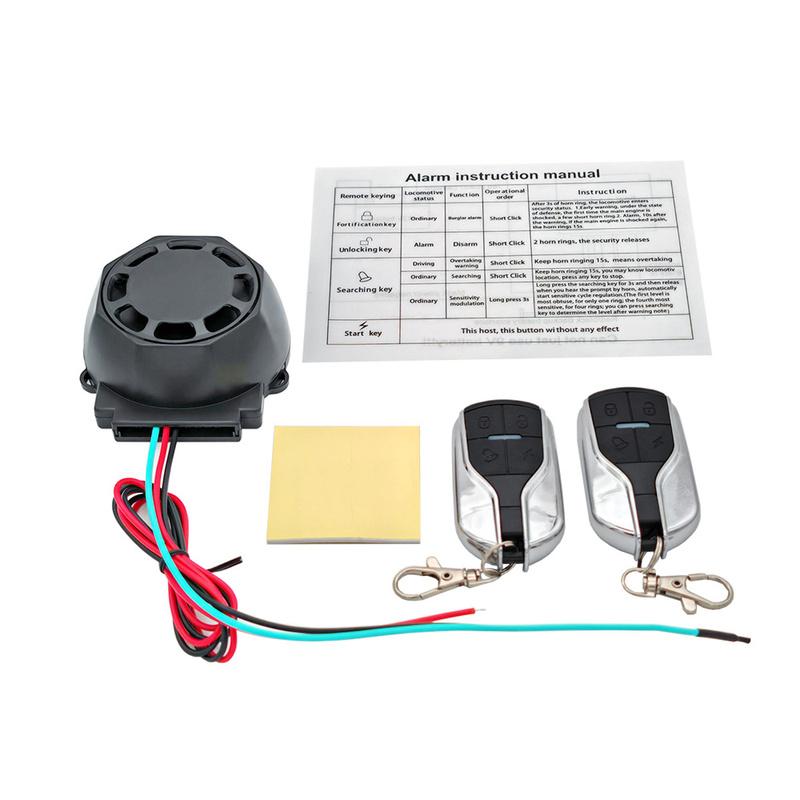 Plastics Adjustable Sensitivity Alarm 12V Motorcycle Anti-Theft Device Warning Horn Alarm Host With 2 Remote Controller