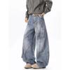American Men's Casual Pockets Cargo Baggy Jeans High Street Fashion Denim Pantalones Hombre Spliced Straight Wide Leg Jean