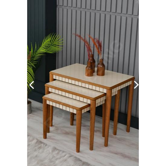 

Krem 3 lü Lüx Ahşap Sehpa Lüx v.i.p Premium